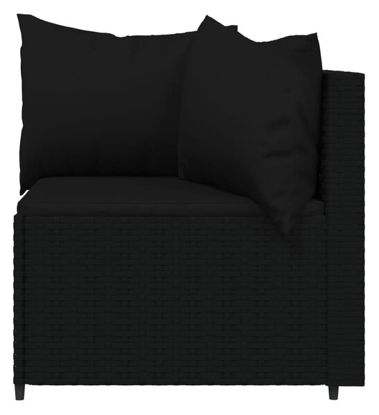4 részes fekete polyrattan kerti ülőgarnitúra párnákkal