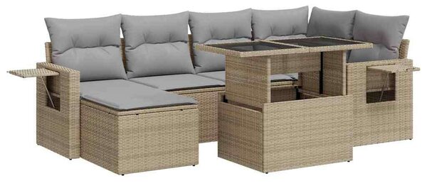 VidaXL Polyrattan Kerti Ülőgarnitúra - 7 részes - Bézs