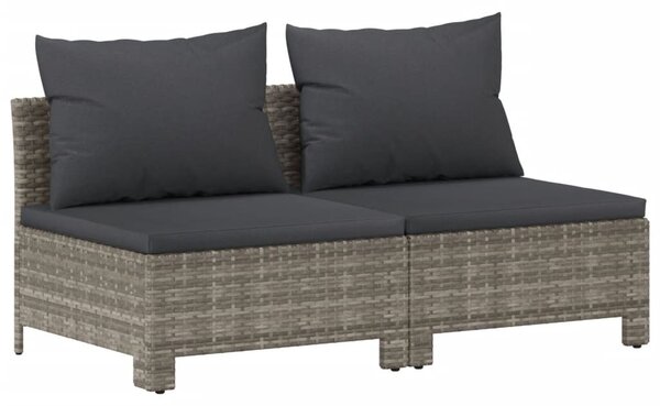 7 részes szürke polyrattan kerti ülőgarnitúra párnákkal