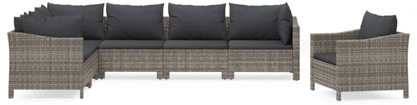 7 részes szürke polyrattan kerti ülőgarnitúra párnákkal