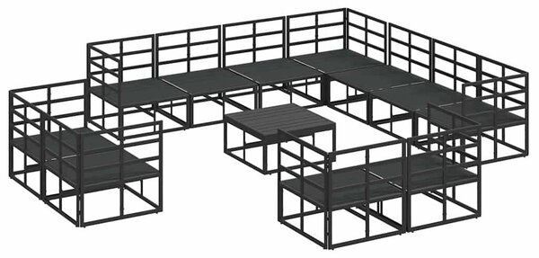 VidaXL Kerti Kanapé Szett párnával 12 pcs Fekete Alumínium