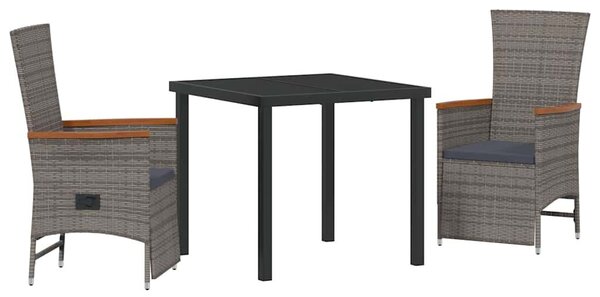 Kert étkező szett párnával 3 pcs Szürke Poli rattan