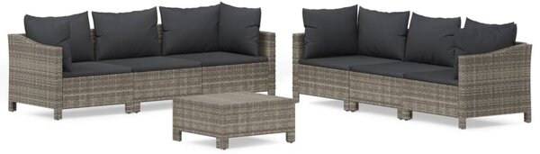 7 részes szürke polyrattan kerti ülőgarnitúra párnákkal