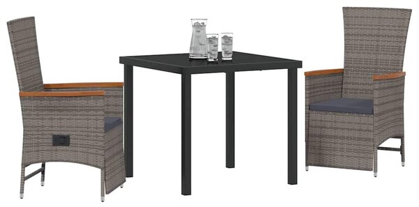 Kert étkező szett párnával 3 pcs Szürke Poli rattan