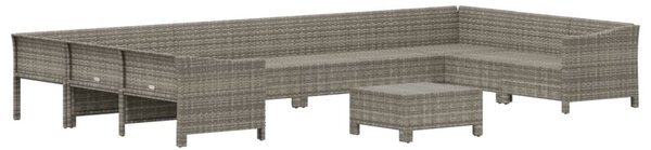 11 részes szürke polyrattan kerti ülőgarnitúra párnákkal