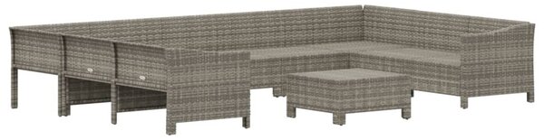 10 részes szürke polyrattan kerti ülőgarnitúra párnákkal