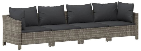 10 részes szürke polyrattan kerti ülőgarnitúra párnákkal
