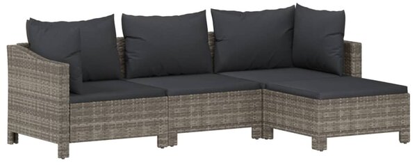 8 részes szürke polyrattan kerti ülőgarnitúra párnákkal
