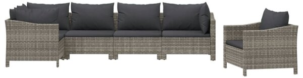 6 részes szürke polyrattan kerti ülőgarnitúra párnákkal