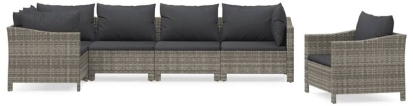 6 részes szürke polyrattan kerti ülőgarnitúra párnákkal