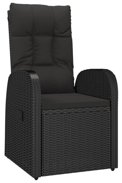 3 részes fekete polyrattan kerti étkezőgarnitúra párnákkal