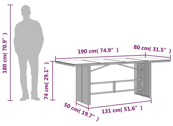 VidaXL 9 részes szürke polyrattan kerti étkezőgarnitúra párnával