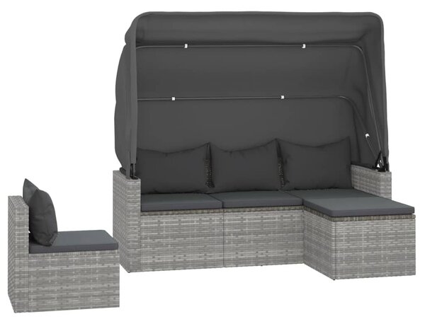 4 részes szürke polyrattan kerti ülőgarnitúra párnákkal