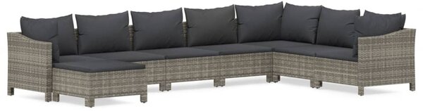 8 részes szürke polyrattan kerti ülőgarnitúra párnákkal