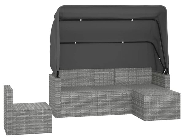 4 részes szürke polyrattan kerti ülőgarnitúra párnákkal