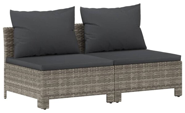 7 részes szürke polyrattan kerti ülőgarnitúra párnákkal