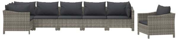 7 részes szürke polyrattan kerti ülőgarnitúra párnákkal