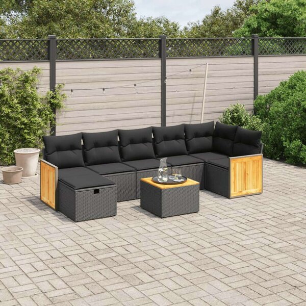 VidaXL Polyrattan Kerti Ülőgarnitúra - 8 részes - Fekete
