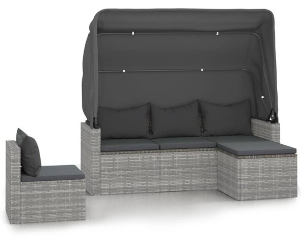 4 részes szürke polyrattan kerti ülőgarnitúra párnákkal