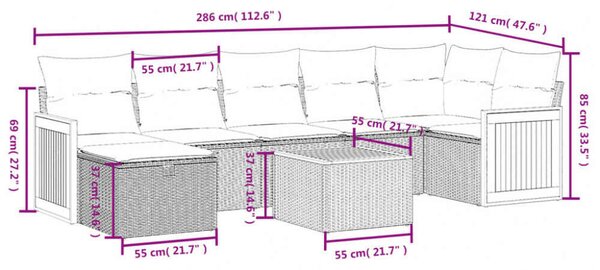 VidaXL Polyrattan Kerti Ülőgarnitúra - 8 részes - Fekete