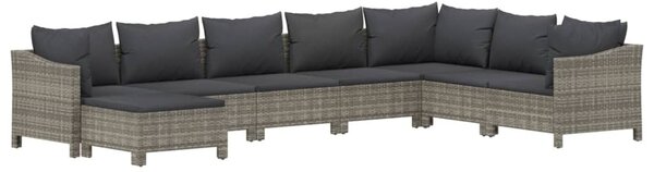 8 részes szürke polyrattan kerti ülőgarnitúra párnákkal