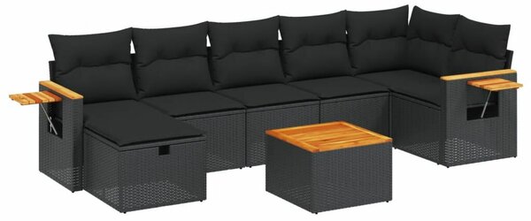 VidaXL Polyrattan Kerti Ülőgarnitúra - 8 részes - Fekete