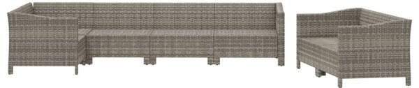 7 részes szürke polyrattan kerti ülőgarnitúra párnákkal