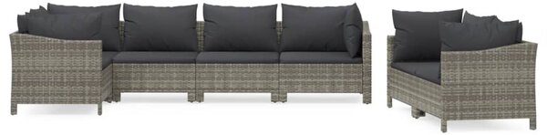 7 részes szürke polyrattan kerti ülőgarnitúra párnákkal