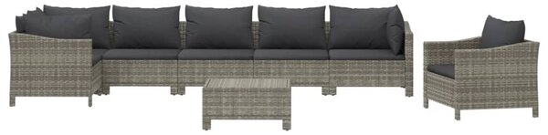 8 részes szürke polyrattan kerti ülőgarnitúra párnákkal