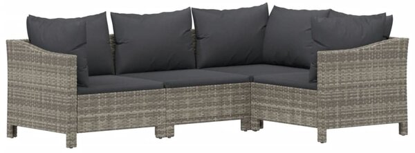 7 részes szürke polyrattan kerti ülőgarnitúra párnákkal