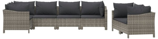 7 részes szürke polyrattan kerti ülőgarnitúra párnákkal