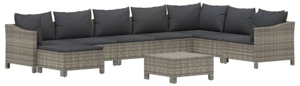 9 részes szürke polyrattan kerti ülőgarnitúra párnákkal