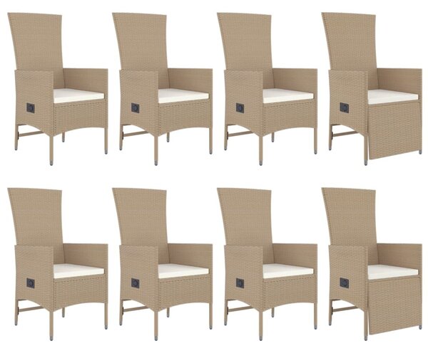 9 részes bézs polyrattan kerti étkezőgarnitúra párnákkal