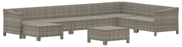 9 részes szürke polyrattan kerti ülőgarnitúra párnákkal