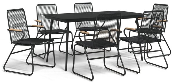 7 részes fekete PVC rattan kerti étkezőgarnitúra