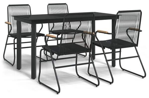 5 részes fekete PVC rattan kerti étkezőgarnitúra