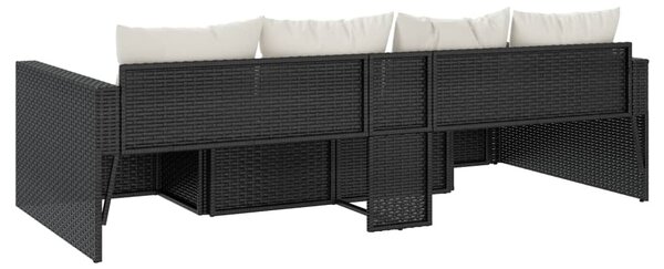 2 részes fekete polyrattan kerti ülőgarnitúra párnákkal