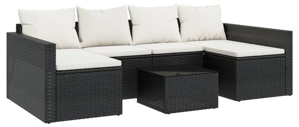 2 részes fekete polyrattan kerti ülőgarnitúra párnákkal