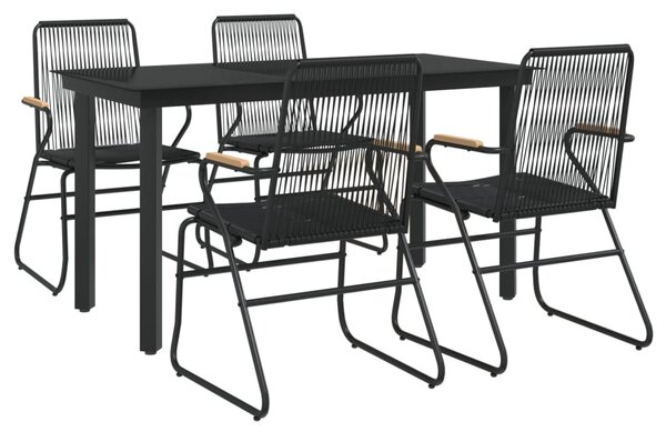 5 részes fekete PVC rattan kerti étkezőgarnitúra