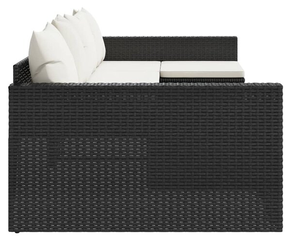2 részes fekete polyrattan kerti ülőgarnitúra párnákkal