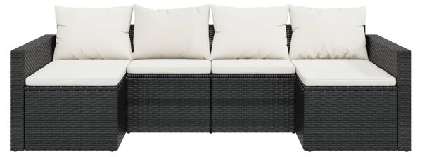 2 részes fekete polyrattan kerti ülőgarnitúra párnákkal