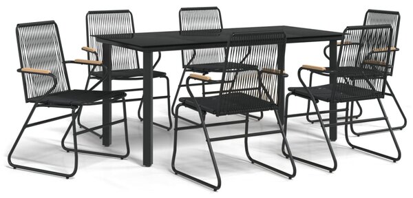 7 részes fekete PVC rattan kerti étkezőgarnitúra
