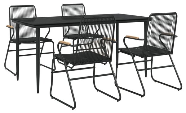 5 részes fekete PVC rattan kerti étkezőgarnitúra
