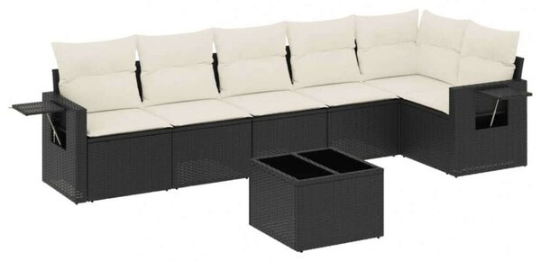 VidaXL Polyrattan Kerti Ülőgarnitúra - 7 részes - Fekete
