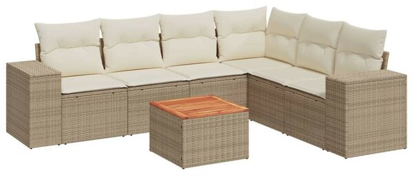 VidaXL Polyrattan Kerti Ülőgarnitúra - 7 részes - Bézs
