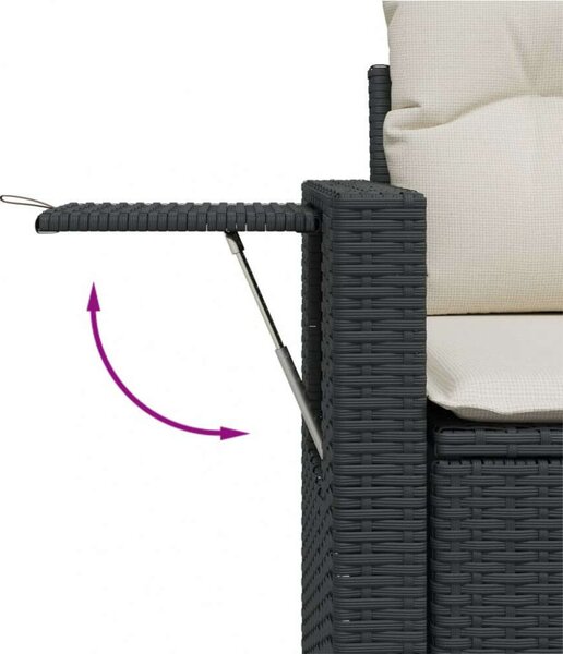 VidaXL Polyrattan Kerti Ülőgarnitúra - 7 részes - Fekete