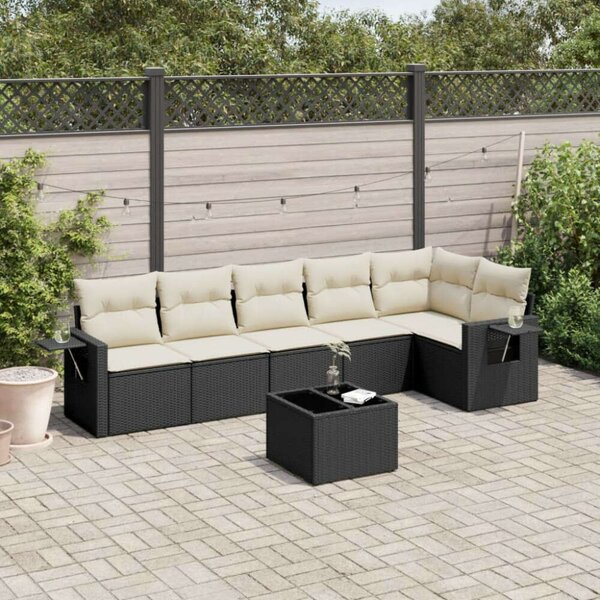 VidaXL Polyrattan Kerti Ülőgarnitúra - 7 részes - Fekete