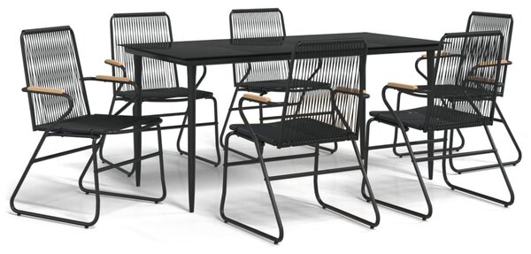 7 részes fekete PVC rattan kerti étkezőgarnitúra