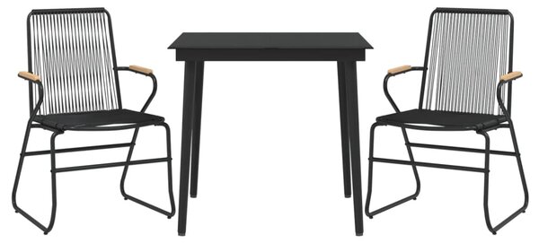 3 részes fekete PVC rattan kerti étkezőgarnitúra