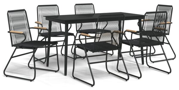 7 részes fekete PVC rattan kerti étkezőgarnitúra